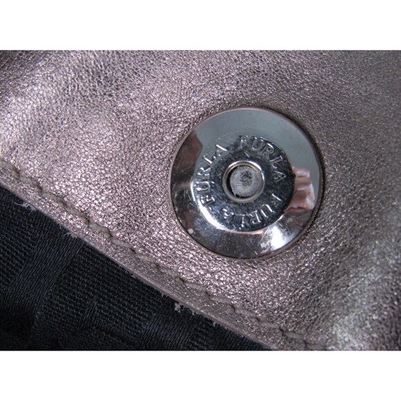 Auth Furla Metallic Bronze Gold Leather Satchel Tote Crossbody Handbag - Picture 11 of 16